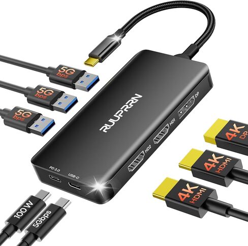 USB C Docking Station Dual Monitor, Laptop Docking Station 3 Monitors in Kuwait