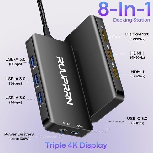 USB C Docking Station Dual Monitor, Laptop Docking Station 3 Monitors in Kuwait