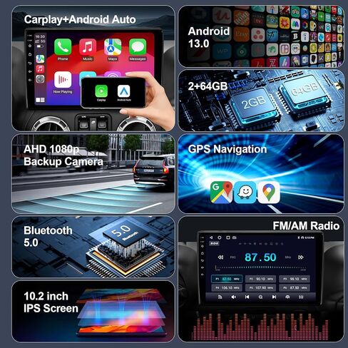 64G Car Radio for Jeep Wrangler JK Dodge Ram CarPlay Android Auto in Kuwait