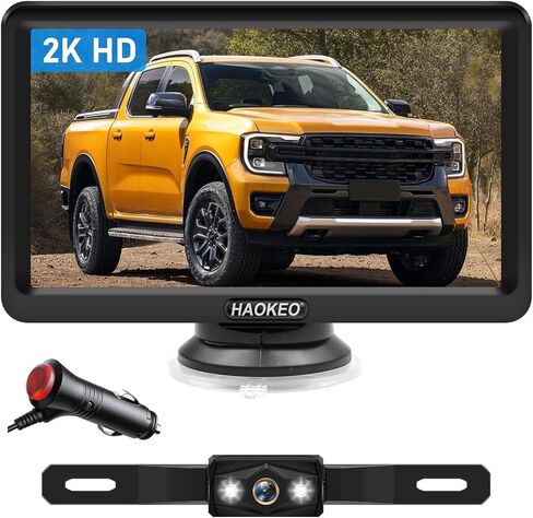 Wired Backup Camera for Truck 7 Inch Monitor Kit Easy to Install in 15 Minutes Starlight Night Vision for Backing Up, HD 2K Rear View Camera with Monitor for Cars Trucks SUVs in Kuwait