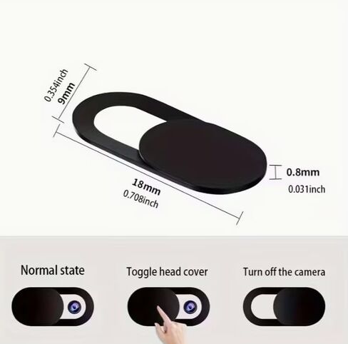 Webcam Privacy Slider Cover for Laptop, Phone, Tablet, Black, Ultra Thin 0.8mm, 18mm x 9mm, 5 Pack in Kuwait
