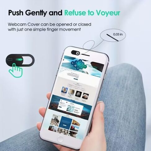 Webcam Privacy Slider Cover for Laptop, Phone, Tablet, Black, Ultra Thin 0.8mm, 18mm x 9mm, 5 Pack in Kuwait