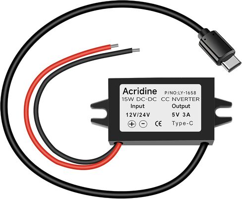 DC 12V/24V to 5V USB C Buck Converter 3A 15W Type-C Output Charging Module Waterproof Buck Power Adapter Compatible with Raspberry Pi 4, Mobile (2-Pack) in Kuwait