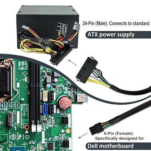 24 Pin to 6 Pin PSU Cable for Dell Optiplex Inspiron Vostro Motherboards in Kuwait
