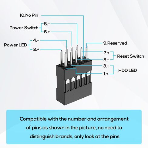 PLEASANTLY PC Power Switch Splitter, 9-Pin Motherboard Jumper Splitter, 1 Female to 2 Male, Power/Restart/Led Line Splitter, Suitable for Computer Motherboard Boot/Reset/Hard Disk Light Connection in Kuwait