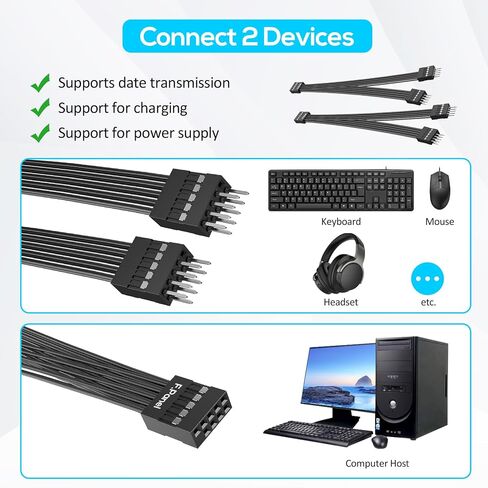 PLEASANTLY PC Power Switch Splitter, 9-Pin Motherboard Jumper Splitter, 1 Female to 2 Male, Power/Restart/Led Line Splitter, Suitable for Computer Motherboard Boot/Reset/Hard Disk Light Connection in Kuwait