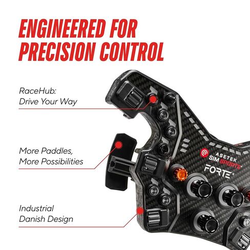 ASETEK Racing Forte Formula Aluminum Button Box Bundle with LMP Handles for Stable Grip and Precise Steering Inputs in Formula, GT3 or Prototype Sim Racing in Kuwait