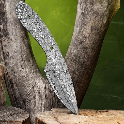 Damascus Steel RainDrop Hunting knife Blank, Tactical, Survival, Camping, Outdoor, DIY, Knife Making kit, Skinner knife Blank Blade in Kuwait