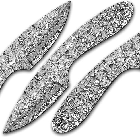 Damascus Steel RainDrop Hunting knife Blank, Tactical, Survival, Camping, Outdoor, DIY, Knife Making kit, Skinner knife Blank Blade in Kuwait