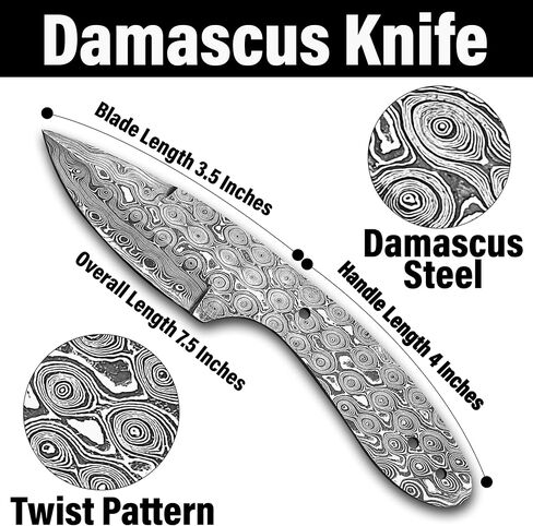 Damascus Steel RainDrop Hunting knife Blank, Tactical, Survival, Camping, Outdoor, DIY, Knife Making kit, Skinner knife Blank Blade in Kuwait