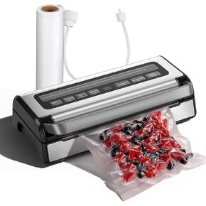 95Kpa Vacuum Sealer Machine, Automatic Food Vacuum Sealing Machine with Adjustable Pressure & Time Settings, Built-in Cutter and Bag Storage, 2 Bag Rolls & Accessory Hose in Kuwait