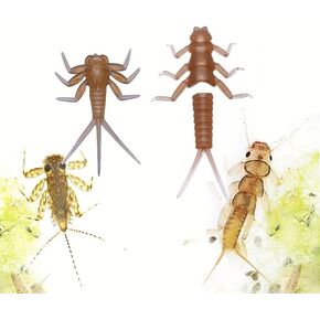 Set of 70 Fly Tying Realistic Mayfly Stonefly Nymph Rubber Bodies & Legs DIY Materials Kit Artificial Trout Fly Lure Bait Model Pre-Formed Segmented Aquatic Insect Lure Fly Tying Materials in Kuwait