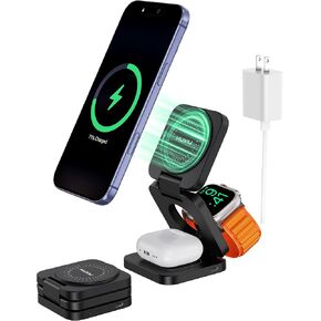 KU XIU Foldable 3 in 1 Travel Charging Station for Apple Device, Qi2.2 25W in Kuwait