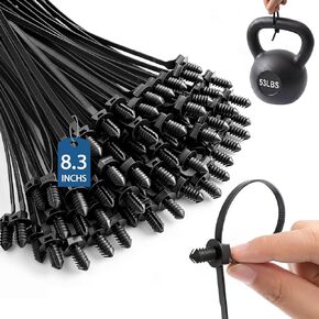 200 Pcs Fir Tree Push Mount Zip Ties 8 Inch Heavy Duty Wire Ties 2 in 1 Self Locking UV Resistant Assortment Nylon Black Cable Tie for Indoor Outdoor in Kuwait