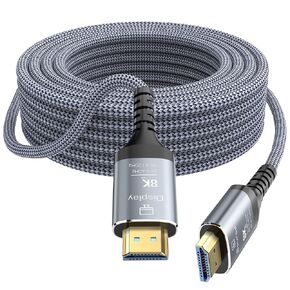 8K Fiber Optic HDMI Cable 50FT, 48Gbps Ultra High Speed Long HDMI 2.1 Cord Braided 8K@60Hz 4K@120Hz HDR10/HDCP2.2&2.3/eARC/3D Compatible for PS5, Xbox, HDTV, Laptop, Monitor in Kuwait