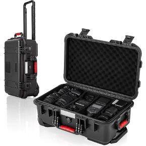 Relaxweex Rolling Camera Hard Case with 15 Padded Dividers & Wheels in Kuwait