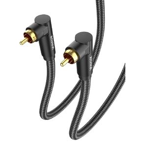 VANAUX Subwoofer Cable Double 90 Degree RCA to RCA Audio Stereo Cable Male to Male 24K Gold Plated Connector Nylon Braided Double Shielded Clean Sounding Signal Black/6ft/2m in Kuwait