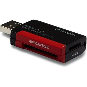 Verbatim Pocket USB 3.0 Card Reader, SD and microSD, Built-in USB, Black in Kuwait