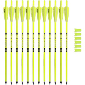 Crossbow Bolts 20inch Fluorescence Color Carbon Crossbow Hunting Arrows with 4" Vanes and Replaced Arrowhead(12 Pack) in Saudi Arabia