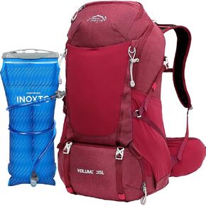 35L Hiking Backpack with 3Lwater bladder, INOXTO Camping Backpack with Waterproof Rain Cover for Men, Outdoor Sport Travel Daypack for Climbing (Red) in Kuwait