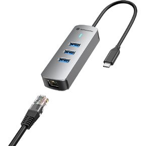 Yottamaster 4-in-1 USB 3.0 Hub with 1 Gigabit Ethernet – 3X USB-A 3.0 Ports, Aluminum LAN Converter, Support Windows 10,8.1,Mac OS, Surface Pro,Linux,Chromebook and More in Saudi Arabia