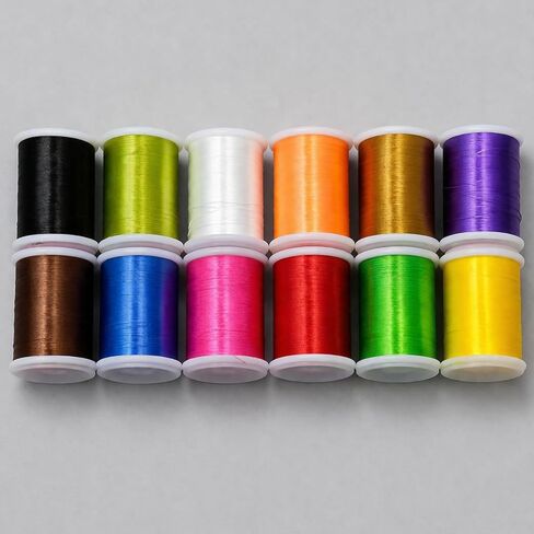 Fly Tying Thread Assortment - Multiple Denier (140D/75D/100D) Silky Yarn for Salmon Trout Flies in Kuwait