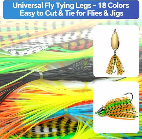 18 Colors Silicone Skirt Legs Fly Tying Materials for Jig, Spinnerbait, Texas Rig – Lead-Free Rubber Jig Skirt, DIY Lure Making Supplies for Trout Bass Panfish in Kuwait