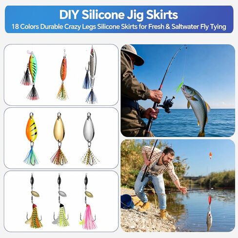 18 Colors Silicone Skirt Legs Fly Tying Materials for Jig, Spinnerbait, Texas Rig – Lead-Free Rubber Jig Skirt, DIY Lure Making Supplies for Trout Bass Panfish in Kuwait