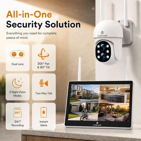 Camcamp Wireless Security Camera System with Monitor, PTZ Plug-in Outdoor in Kuwait