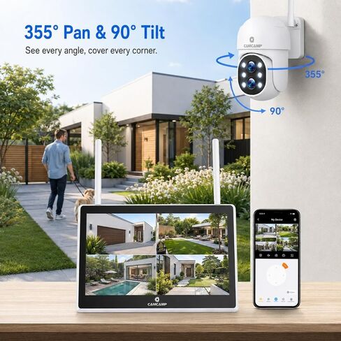 Camcamp Wireless Security Camera System with Monitor, PTZ Plug-in Outdoor in Kuwait
