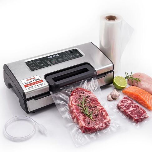 Gourmia Vacuum Sealer – Food Preservation System with Marinate Mode and Vacuum Hose, Pulse Control, LED Display, Built-In Cutter, Gentle & Normal Vacuum Options, Stainless Steel in Kuwait