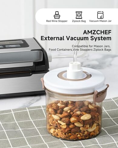 95Kpa Vacuum Sealer Machine, Automatic Food Vacuum Sealing Machine with Adjustable Pressure & Time Settings, Built-in Cutter and Bag Storage, 2 Bag Rolls & Accessory Hose in Kuwait