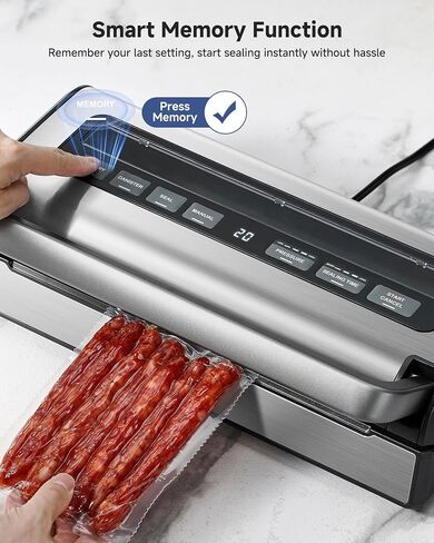95Kpa Vacuum Sealer Machine, Automatic Food Vacuum Sealing Machine with Adjustable Pressure & Time Settings, Built-in Cutter and Bag Storage, 2 Bag Rolls & Accessory Hose in Kuwait