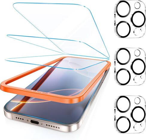 Fotbor [3+3 Pack for iPhone 17 Pro Max Screen Protector, Anti-Blue Light, [Eye Protection] 9H+ Tempered Glass with Camera Lens Protector in Kuwait