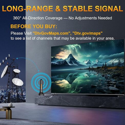 Indoor TV Antenna for Local Channels, Digital Antenna for Smart TV Indoor in Kuwait