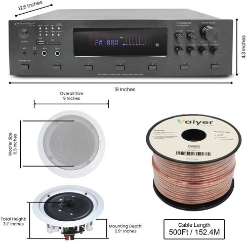Home Stereo System Kit, 6 Channel 6000 W Bluetooth Amplifier in Kuwait