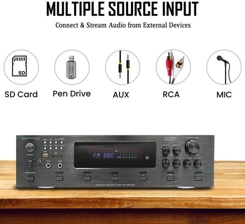 Home Stereo System Kit, 6 Channel 6000 W Bluetooth Amplifier in Kuwait