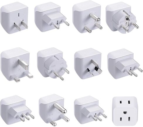 Ceptics World Travel Adapter Set - 2 in 1 USA to Europe, Asia, Africa, India, Japan, Australia, Brazil, China, Israel and more - 11 Pack - Safe Grounded - Works with Cell phones, Laptops, Chargers in Kuwait