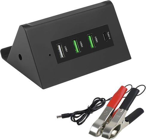 LeMotech DC Converter with Battery Clip 12V 24V to 5V Step Down 4-Port USB Power Adapter Charger Portable for iPhone iPad Android and Tablet Chargers in Kuwait