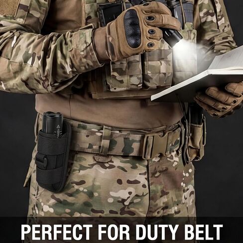 Tactical Flashlight Holster, Case with 360 Degree Carabiner Reel Clip for Duty Belt Police Safety Belt in Kuwait