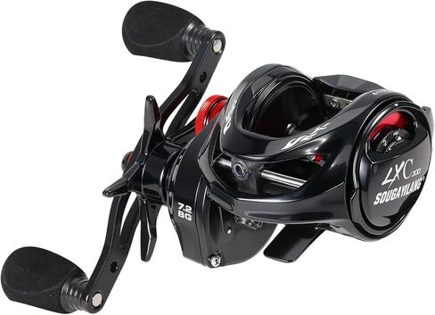 Sougayilang Cool Low Profile Baitcaster Reel - 300 Size, 7.2:1 Gear Ratio, 16lbs Max Drag, Ultra Smooth for Catfish, Musky, Bass in Kuwait