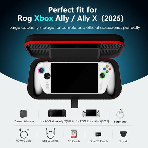 JDGPOKOO Hard Carrying Case for ASUS ROG Xbox Ally & ROG Xbox Ally X 7" 2025, 7 in 1 Accessories Bundle with 2 Screen Protectors, 4 Thumb Grip Caps, Portable Travel Storage Bag Fits Adapter, Cable in Saudi Arabia