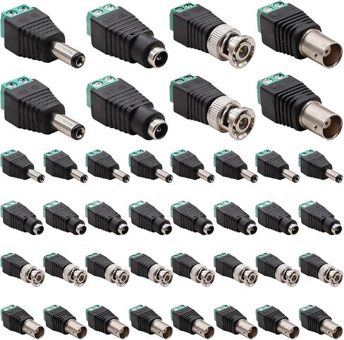 40PCS Male Female Power Connector DC 12V 5.5 x 2.1mm Power Jack Plug Adapter Barrel Connector, BNC Male Female Balun Connector for CCTV Coaxial Cable Surveillance Video Camera Led Strip in Kuwait