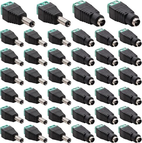 40PCS Male Female Power Connector DC 12V 5.5 x 2.1mm Power Jack Plug Adapter Barrel Connector, BNC Male Female Balun Connector for CCTV Coaxial Cable Surveillance Video Camera Led Strip in Kuwait
