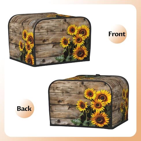 Toaster Cover 4 Slice Retro Wooden Sunflower Waterproof Appliance Cover with Hang Loop Bread Baker Toaster Cover for Kitchen in Kuwait