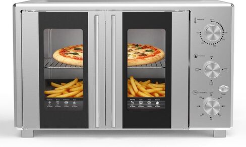 VBGK French Door electric Knob Oven,35 QT Extra Large Oven,18-Slice Convection Oven3-Control Knobs,Bake Broil Toast Grilled Meat Keep Warm,Stainless Steel,Equipped with a tray and a rack. in Saudi Arabia