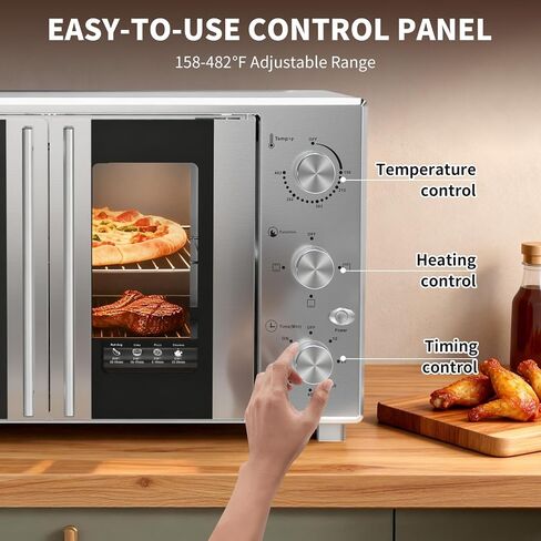 VBGK French Door electric Knob Oven,35 QT Extra Large Oven,18-Slice Convection Oven3-Control Knobs,Bake Broil Toast Grilled Meat Keep Warm,Stainless Steel,Equipped with a tray and a rack. in Saudi Arabia