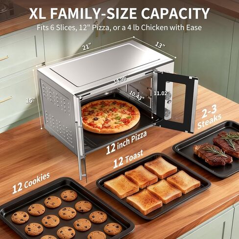 VBGK French Door electric Knob Oven,35 QT Extra Large Oven,18-Slice Convection Oven3-Control Knobs,Bake Broil Toast Grilled Meat Keep Warm,Stainless Steel,Equipped with a tray and a rack. in Saudi Arabia