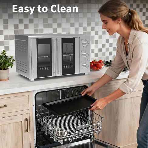 VBGK French Door electric Knob Oven,35 QT Extra Large Oven,18-Slice Convection Oven3-Control Knobs,Bake Broil Toast Grilled Meat Keep Warm,Stainless Steel,Equipped with a tray and a rack. in Saudi Arabia