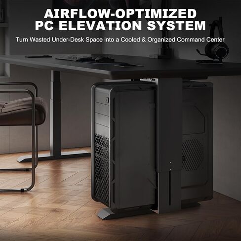 Heavy Duty Under Desk PC-Mount - Fits Most Middle & Full Tower, Height Adjustable Underdesk Computer Mount Holder with Protective Padding, Max Load 55lbs, Black in Kuwait